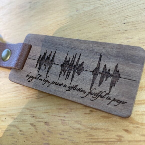 Be Joyful In Hope, Patient In Affliction, Faithful In Prayer Wooden Keychain - Picture 3 of 4